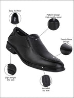 Men's Black Leather Formal Slip-On Shoes for Office Wear