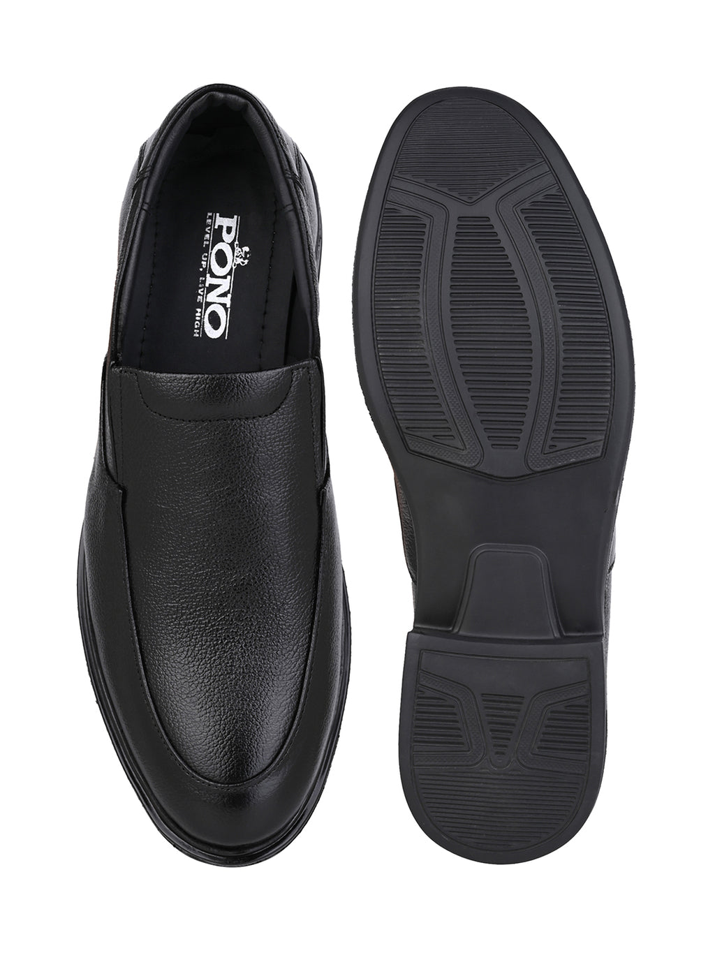 Men's Black Leather Formal Slip-On Shoes for Office Wear