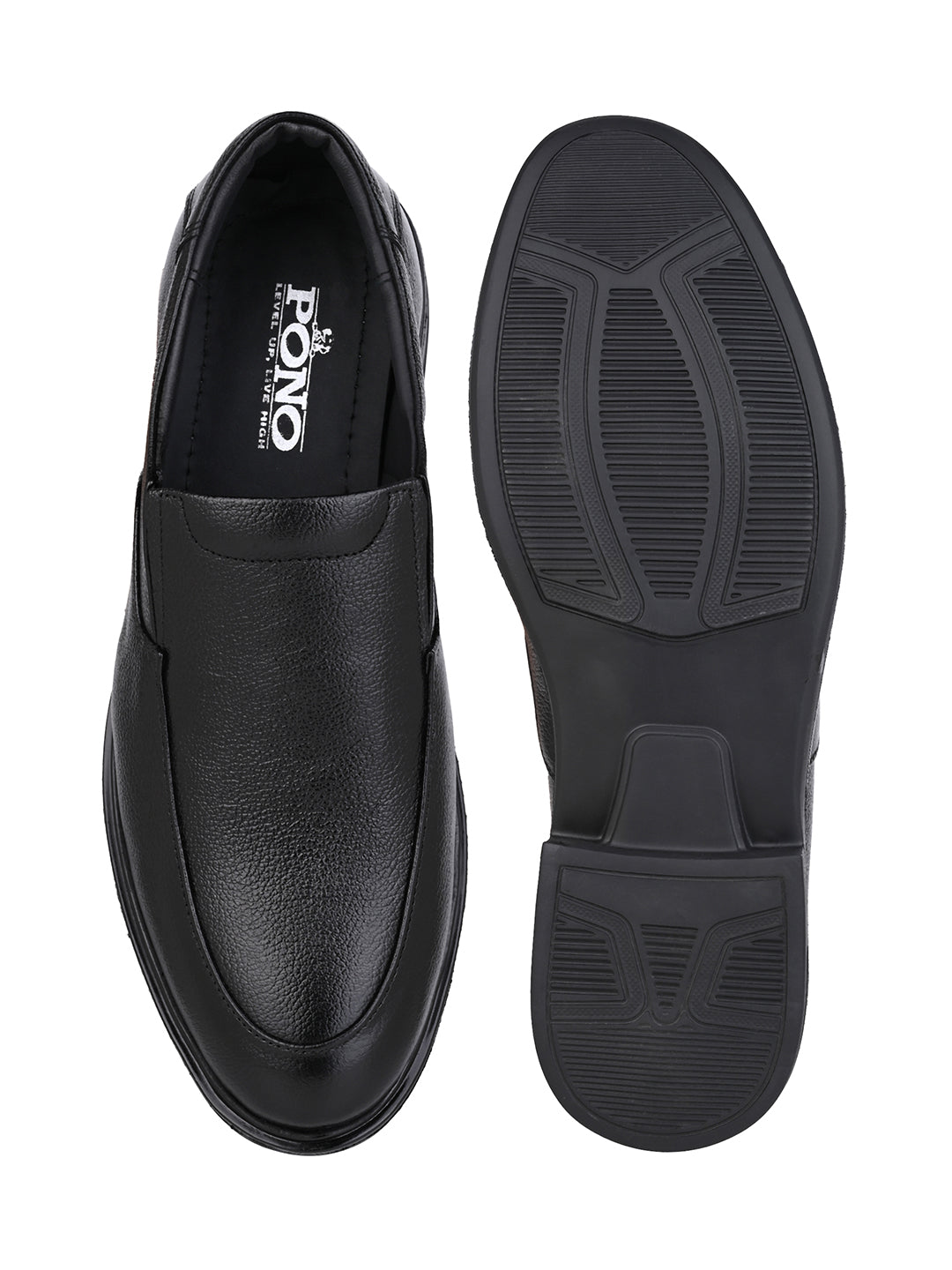 Men's Black Leather Formal Slip-On Shoes for Office Wear