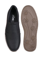Men's Black Leather Slip-On Casual Sneakers