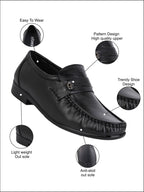 Men's Black Leather Formal Loafers with Buckle Detail
