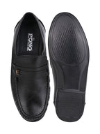 Men's Black Leather Formal Loafers with Buckle Detail