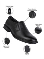 Men's Black Leather Formal Slip-On Shoes for Office Wear
