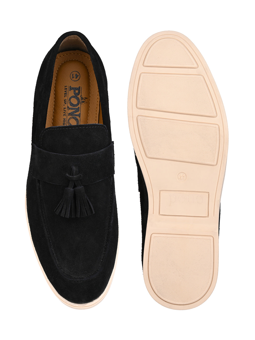 Men's Black Suede Leather Tassel Loafers
