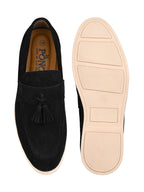Men's Black Suede Leather Tassel Loafers