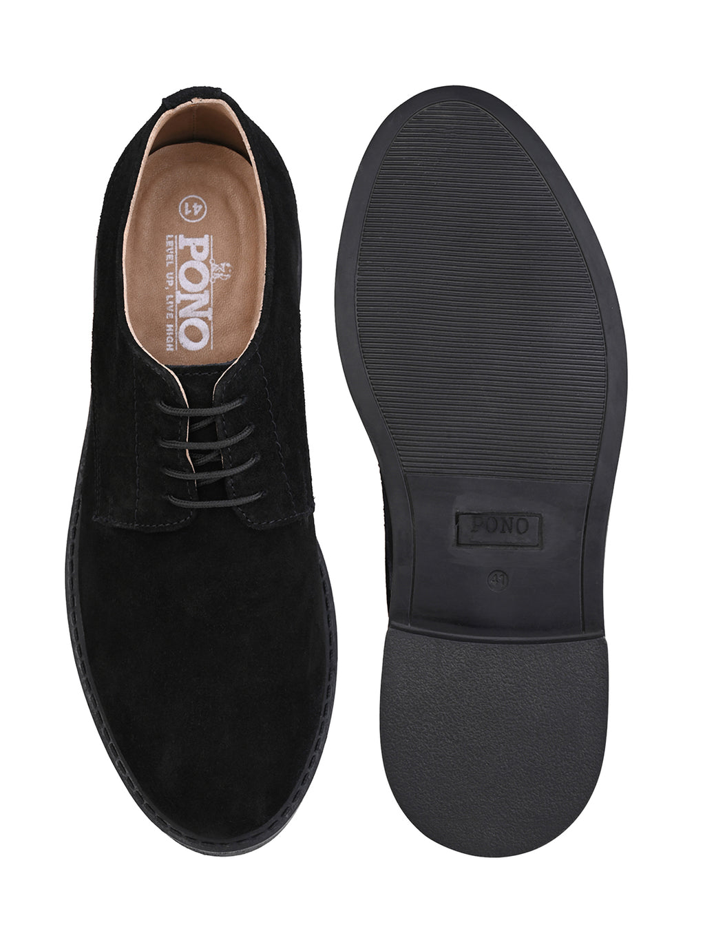 Men's Black Suede Leather Derby Lace-Up Shoes