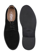 Men's Black Suede Leather Derby Lace-Up Shoes