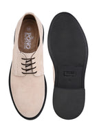 Men's Beige Suede Leather Derby Lace-Up Shoes