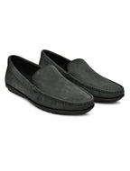Men's Grey Nubuck Leather Slip-On Loafers