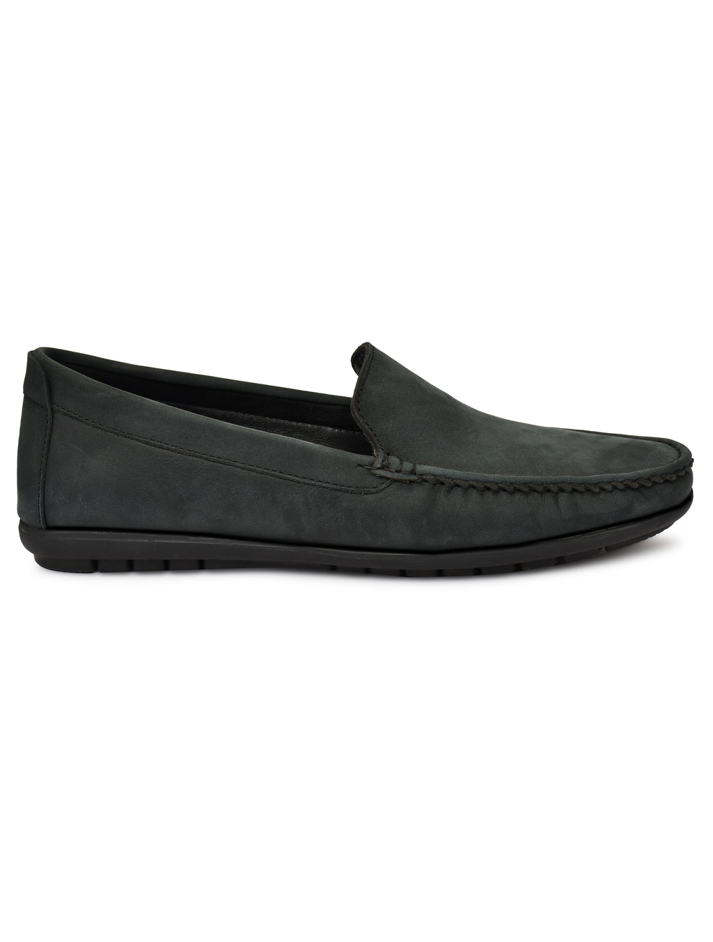 Men's Grey Nubuck Leather Slip-On Loafers