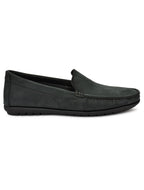 Men's Grey Nubuck Leather Slip-On Loafers