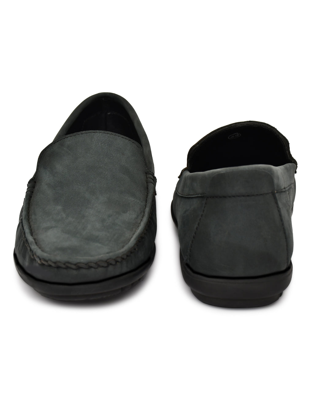 Men's Grey Nubuck Leather Slip-On Loafers