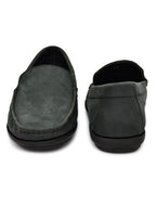 Men's Grey Nubuck Leather Slip-On Loafers