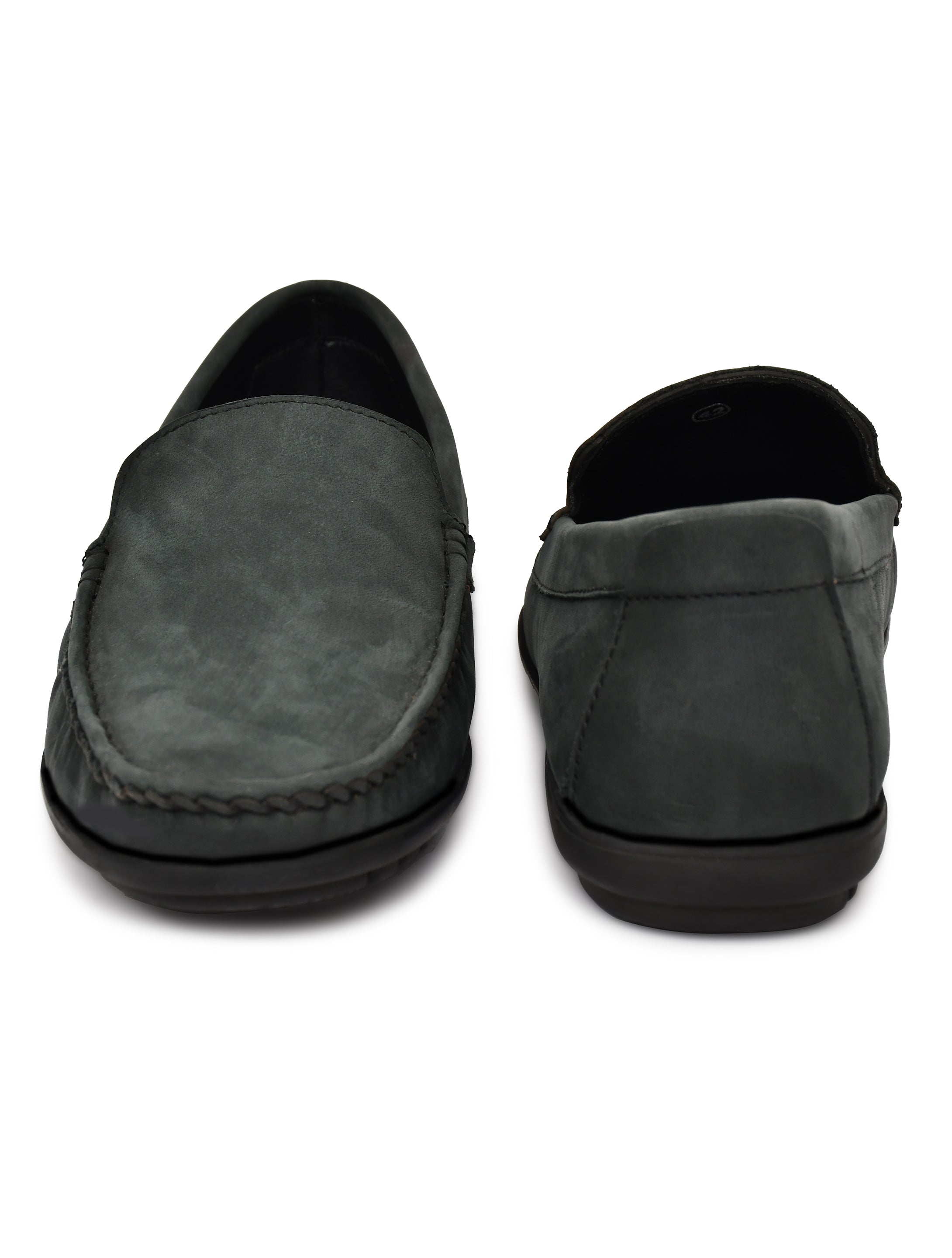 Men's Grey Nubuck Leather Slip-On Loafers