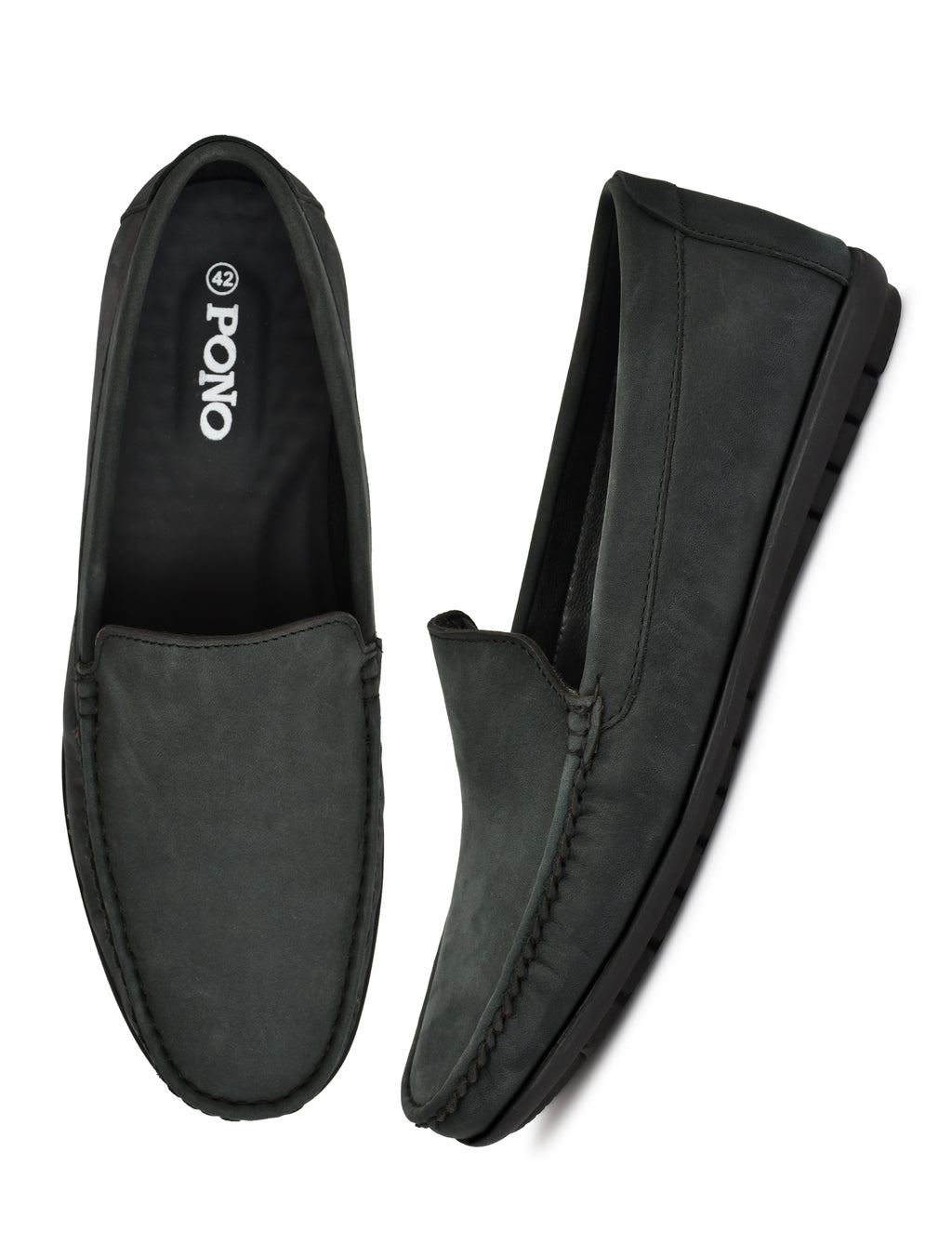 Men's Grey Nubuck Leather Slip-On Loafers