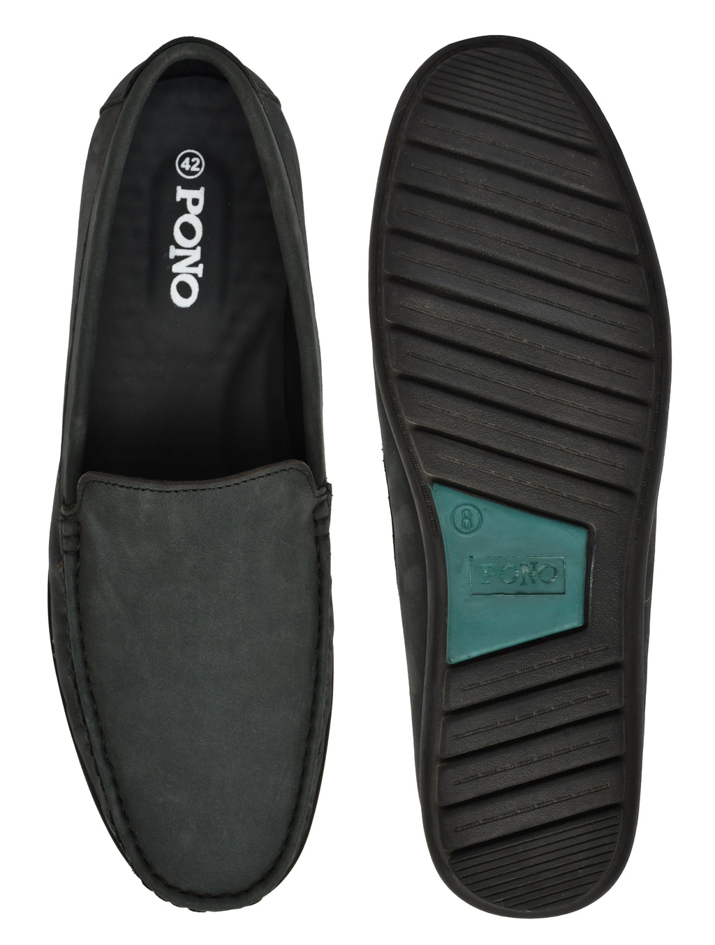 Men's Grey Nubuck Leather Slip-On Loafers