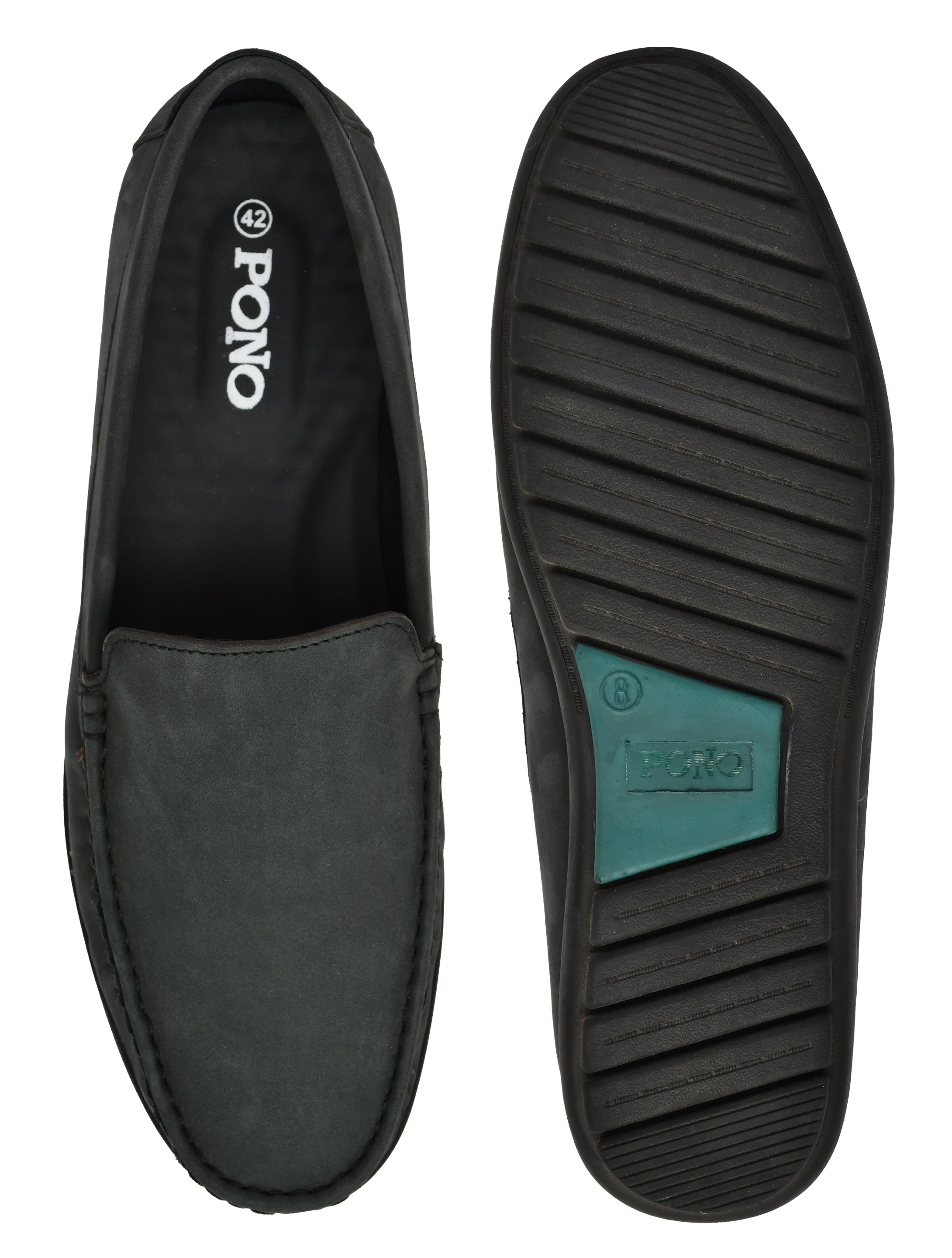 Men's Grey Nubuck Leather Slip-On Loafers