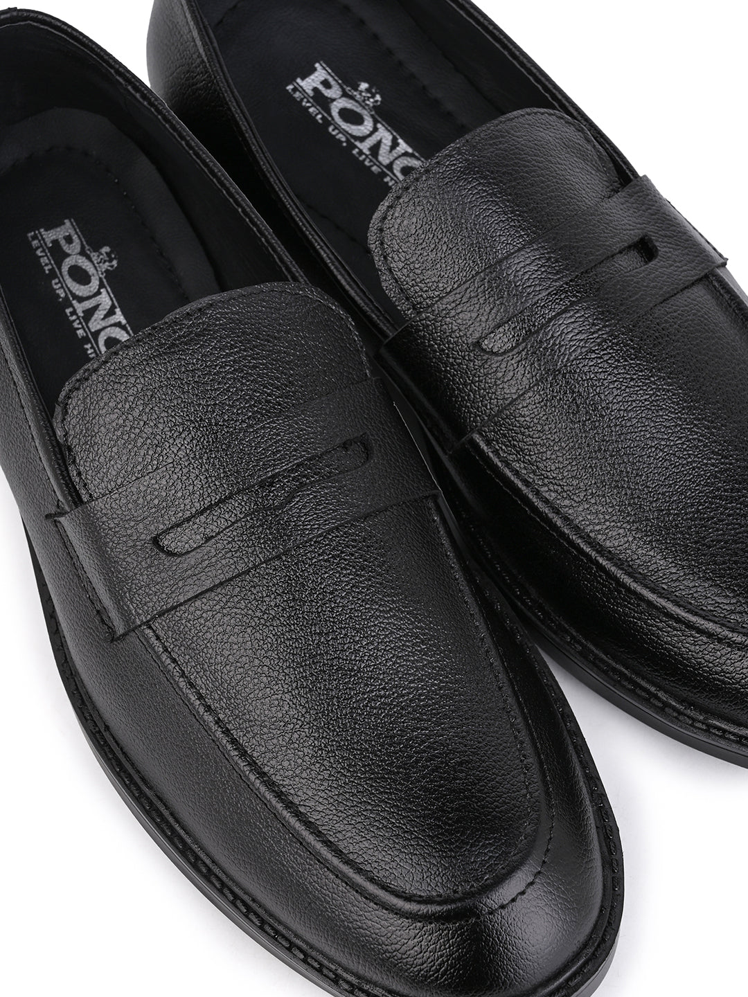 Men's Black Leather Penny Loafers for Office & Formal Wear