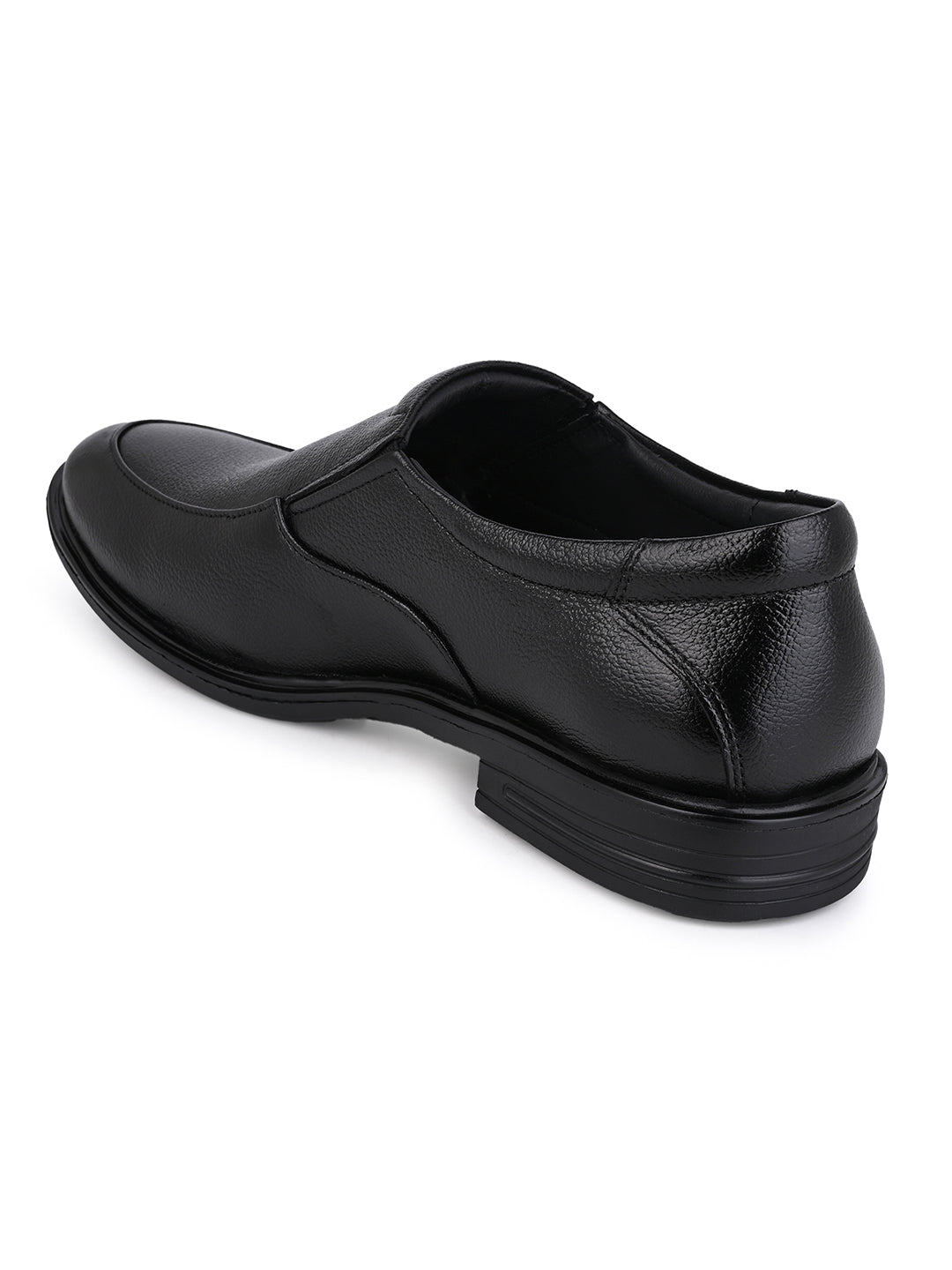Men's Black Leather Formal Slip-On Shoes for Office Wear