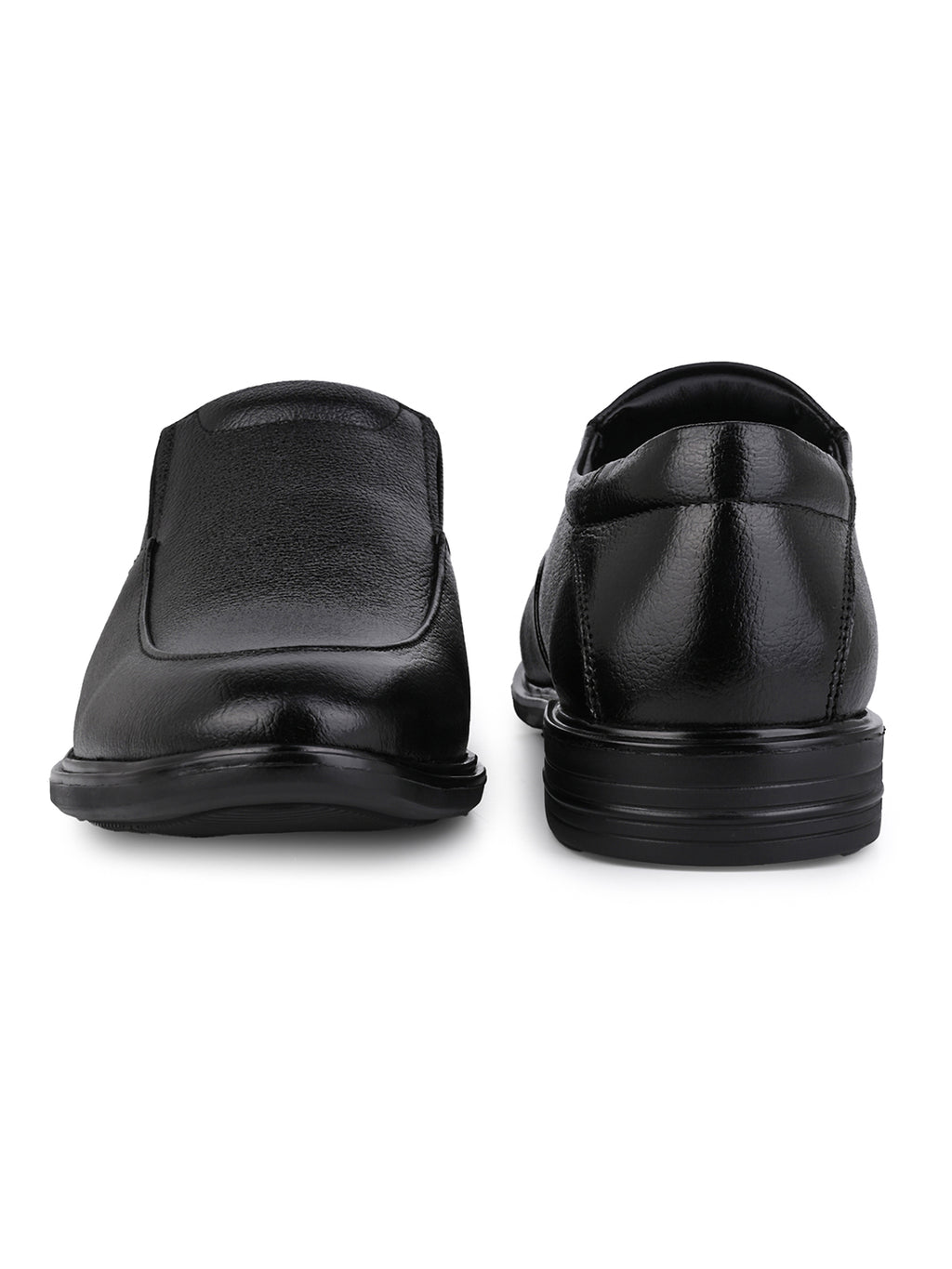 Men's Black Leather Formal Slip-On Shoes for Office Wear