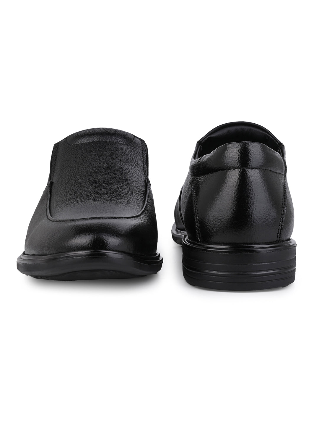Men's Black Leather Formal Slip-On Shoes for Office Wear