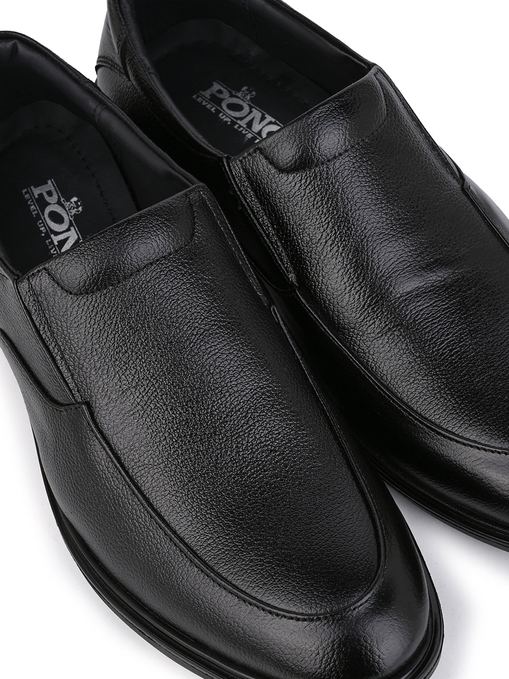 Men's Black Leather Formal Slip-On Shoes for Office Wear