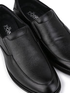 Men's Black Leather Formal Slip-On Shoes for Office Wear