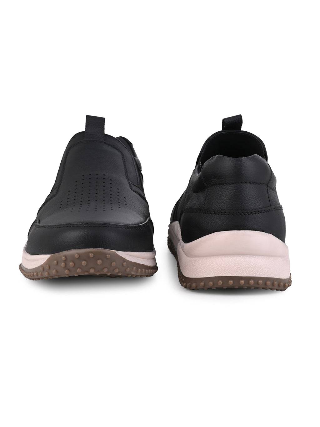 Men's Black Leather Slip-On Casual Sneakers