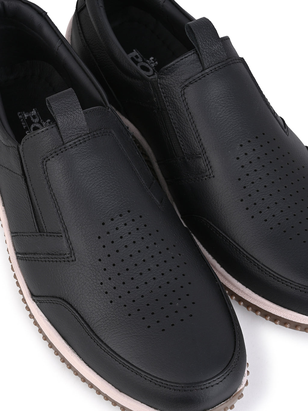 Men's Black Leather Slip-On Casual Sneakers