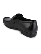 Men's Black Leather Formal Loafers with Buckle Detail