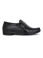 Men's Black Leather Formal Loafers with Buckle Detail
