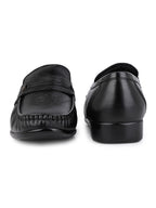Men's Black Leather Formal Loafers with Buckle Detail
