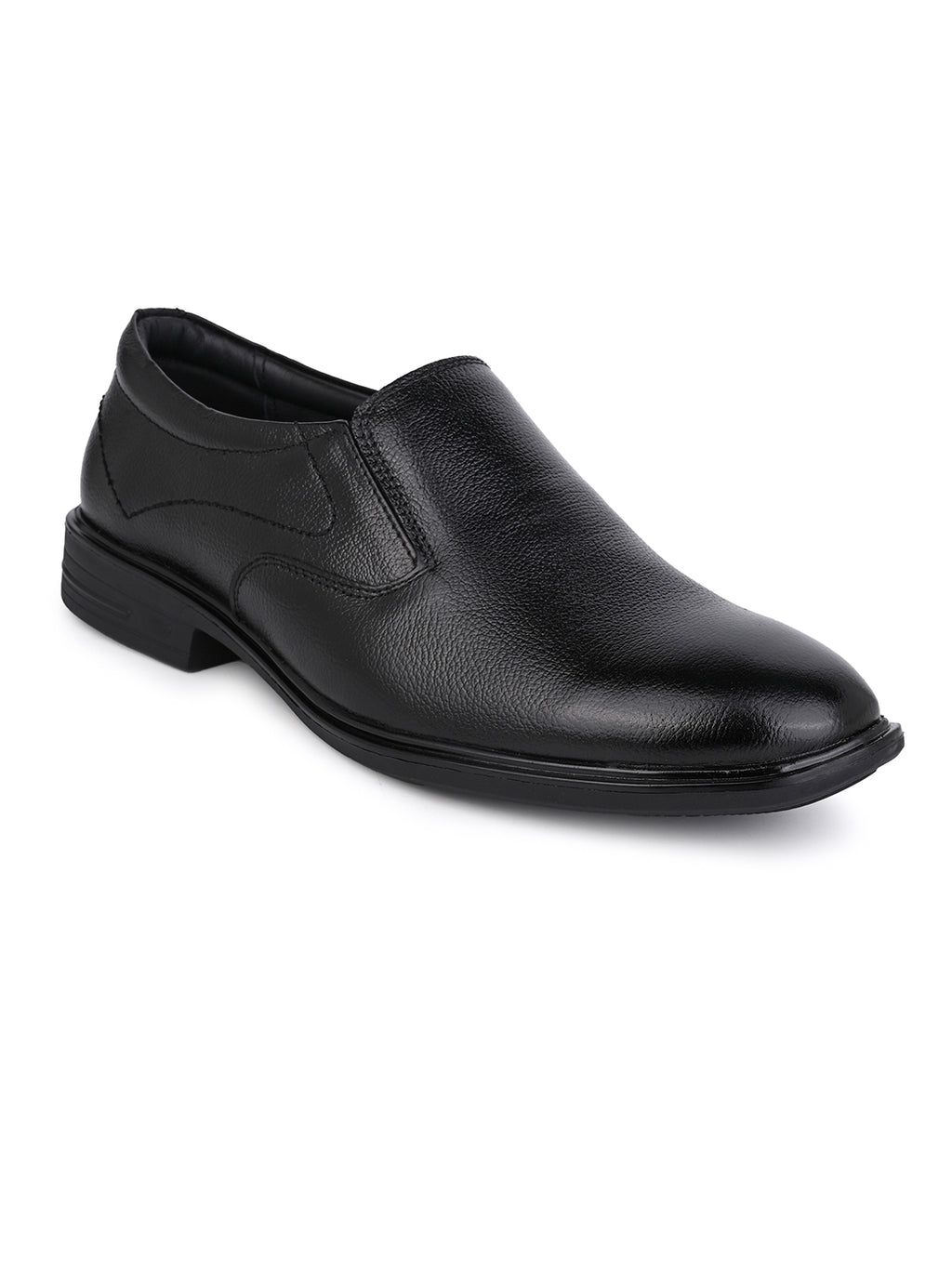 Men's Black Leather Formal Slip-On Shoes for Office Wear