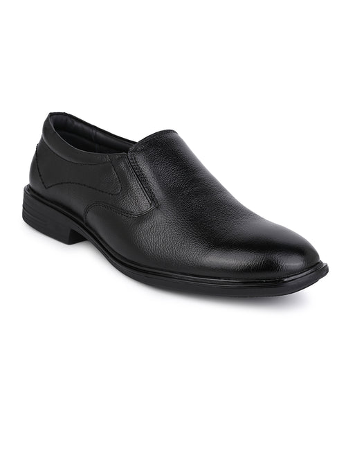 Men's Black Leather Formal Slip-On Shoes for Office Wear