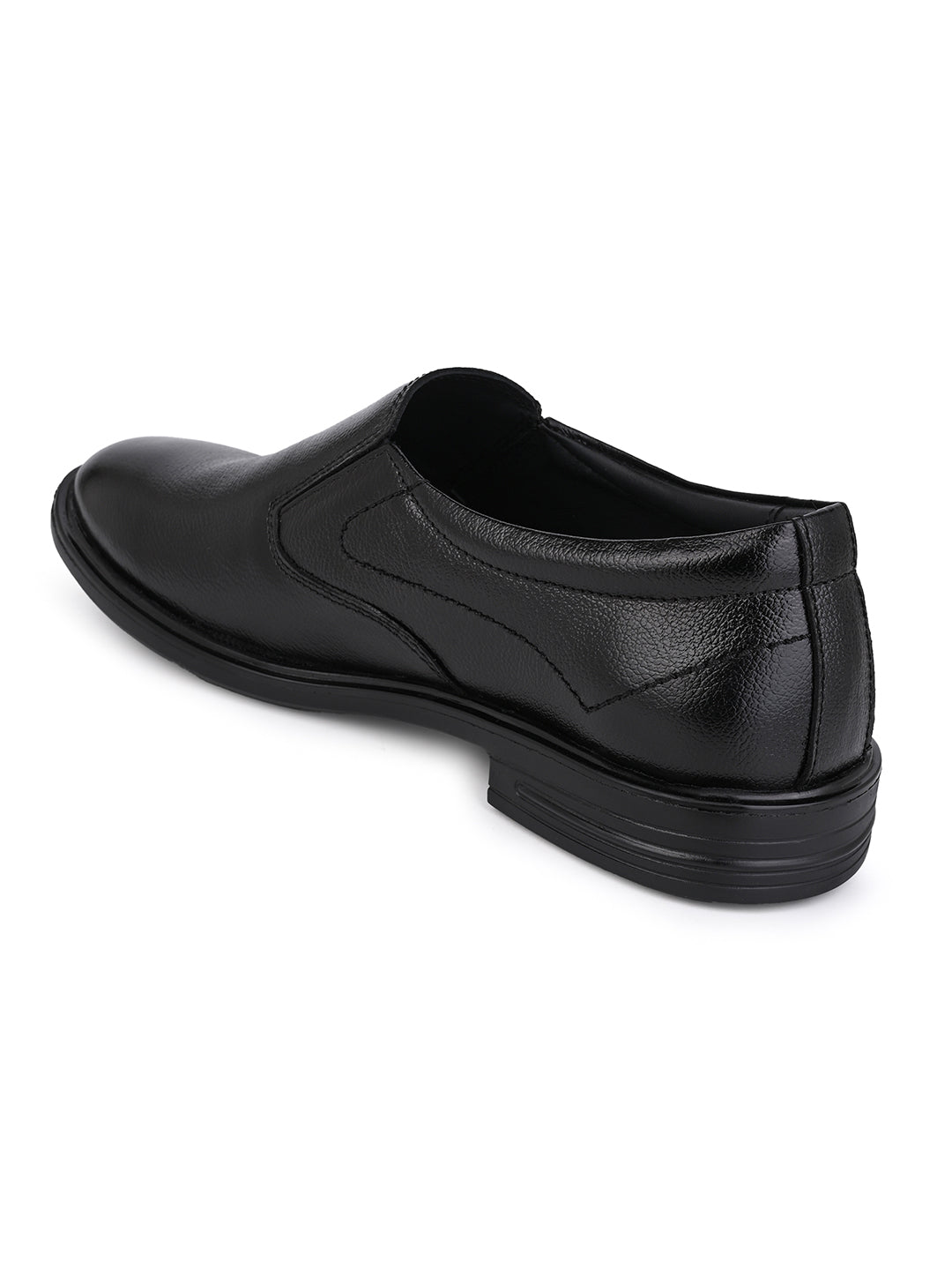 Men's Black Leather Formal Slip-On Shoes for Office Wear