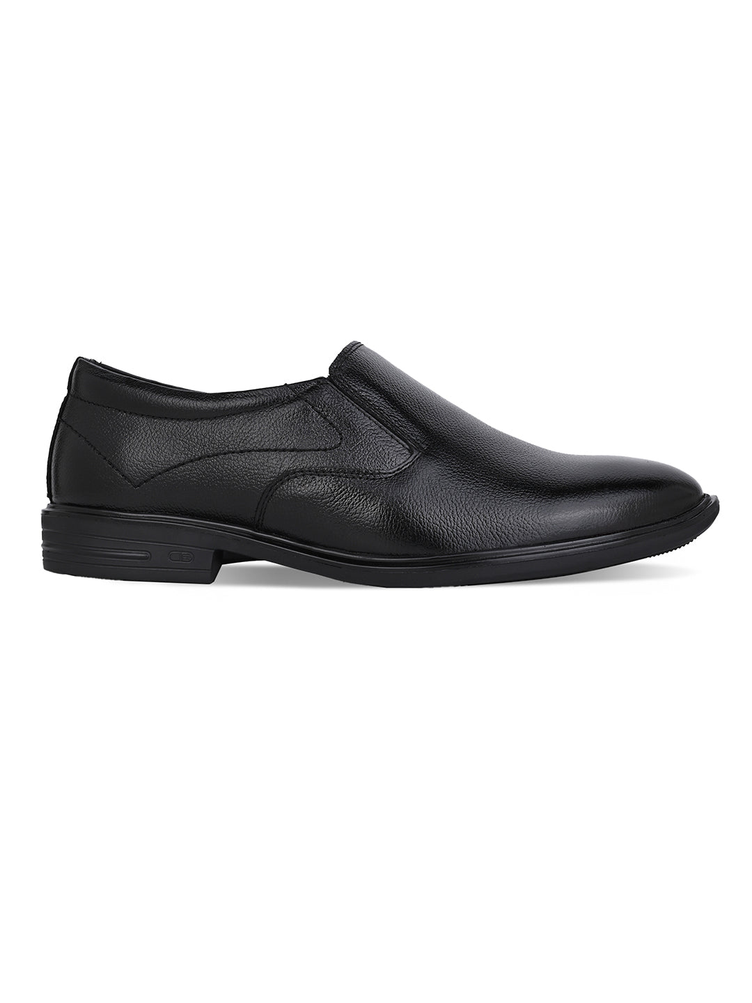 Men's Black Leather Formal Slip-On Shoes for Office Wear