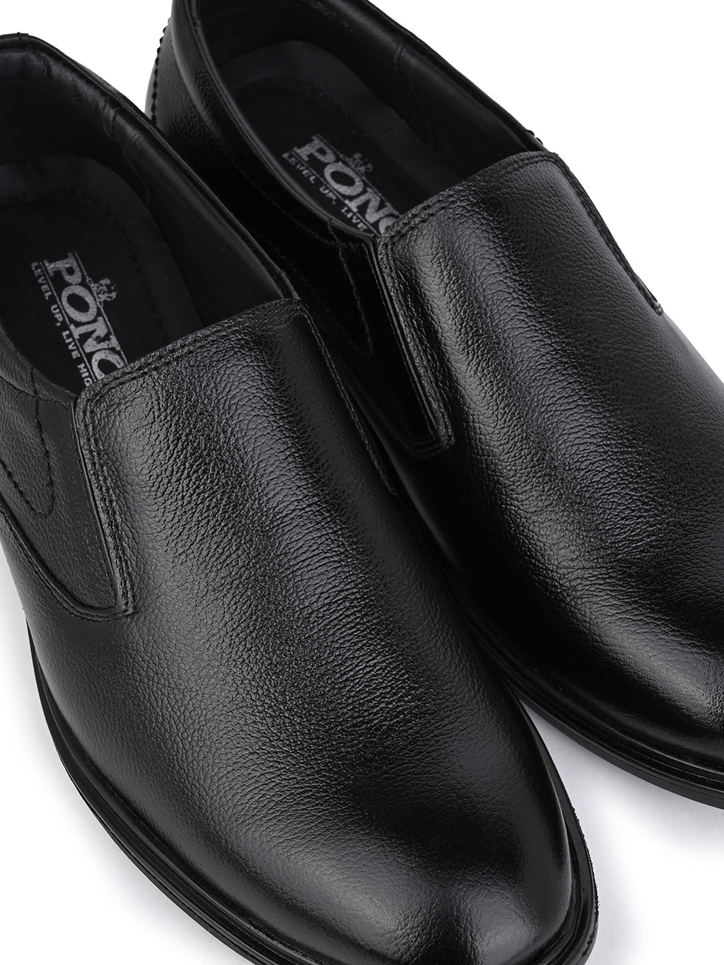 Men's Black Leather Formal Slip-On Shoes for Office Wear