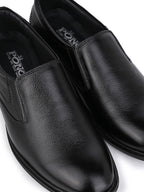 Men's Black Leather Formal Slip-On Shoes for Office Wear