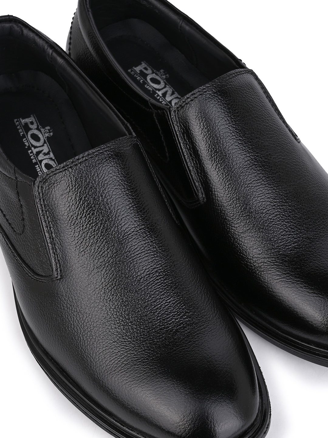 Men's Black Leather Formal Slip-On Shoes for Office Wear