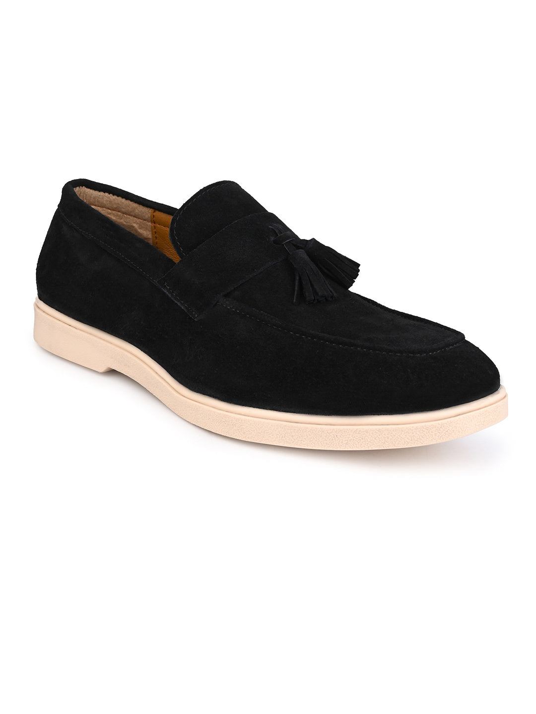 Men's Black Suede Leather Tassel Loafers