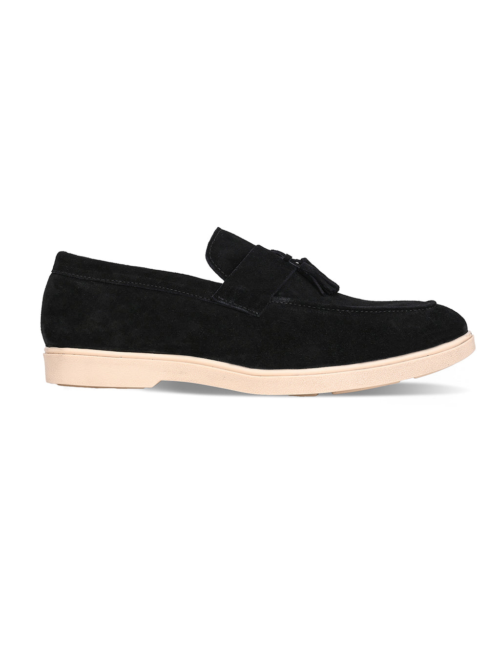 Men's Black Suede Leather Tassel Loafers