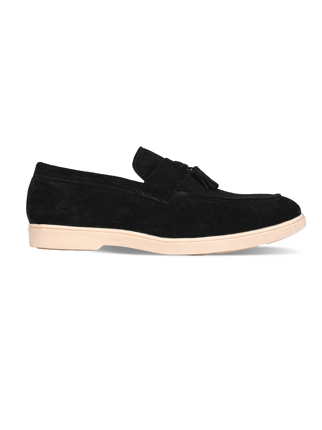 Men's Black Suede Leather Tassel Loafers