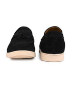 Men's Black Suede Leather Tassel Loafers