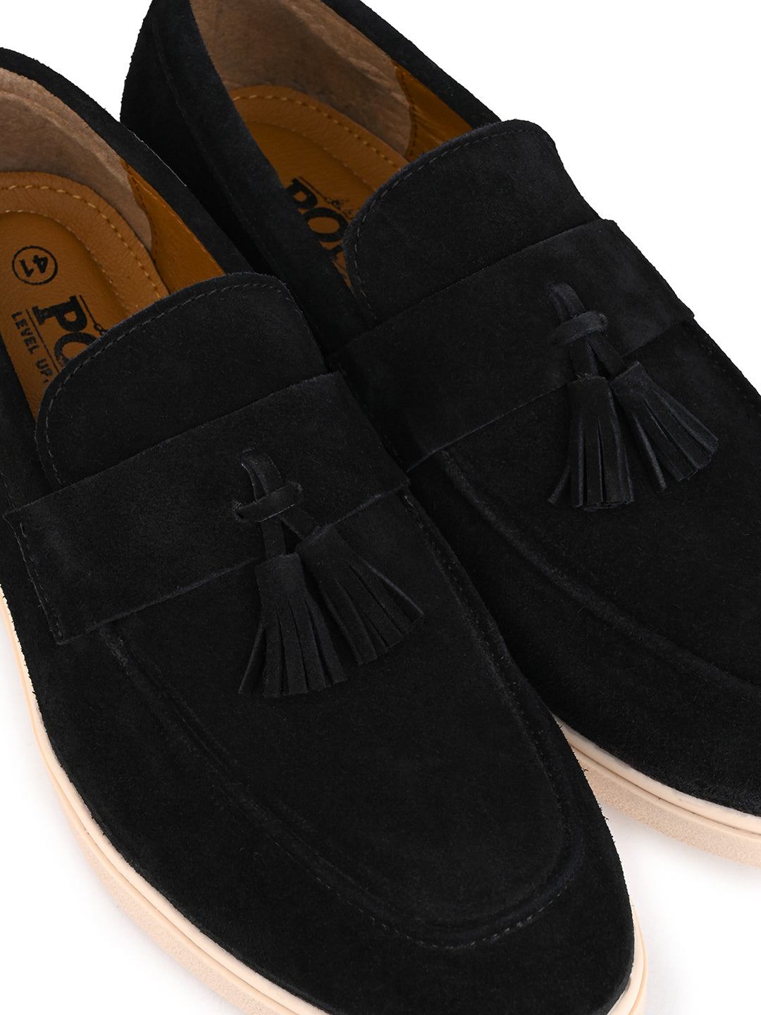 Men's Black Suede Leather Tassel Loafers