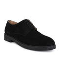 Men's Black Suede Leather Derby Lace-Up Shoes