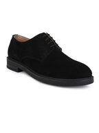 Men's Black Suede Leather Derby Lace-Up Shoes