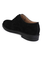 Men's Black Suede Leather Derby Lace-Up Shoes