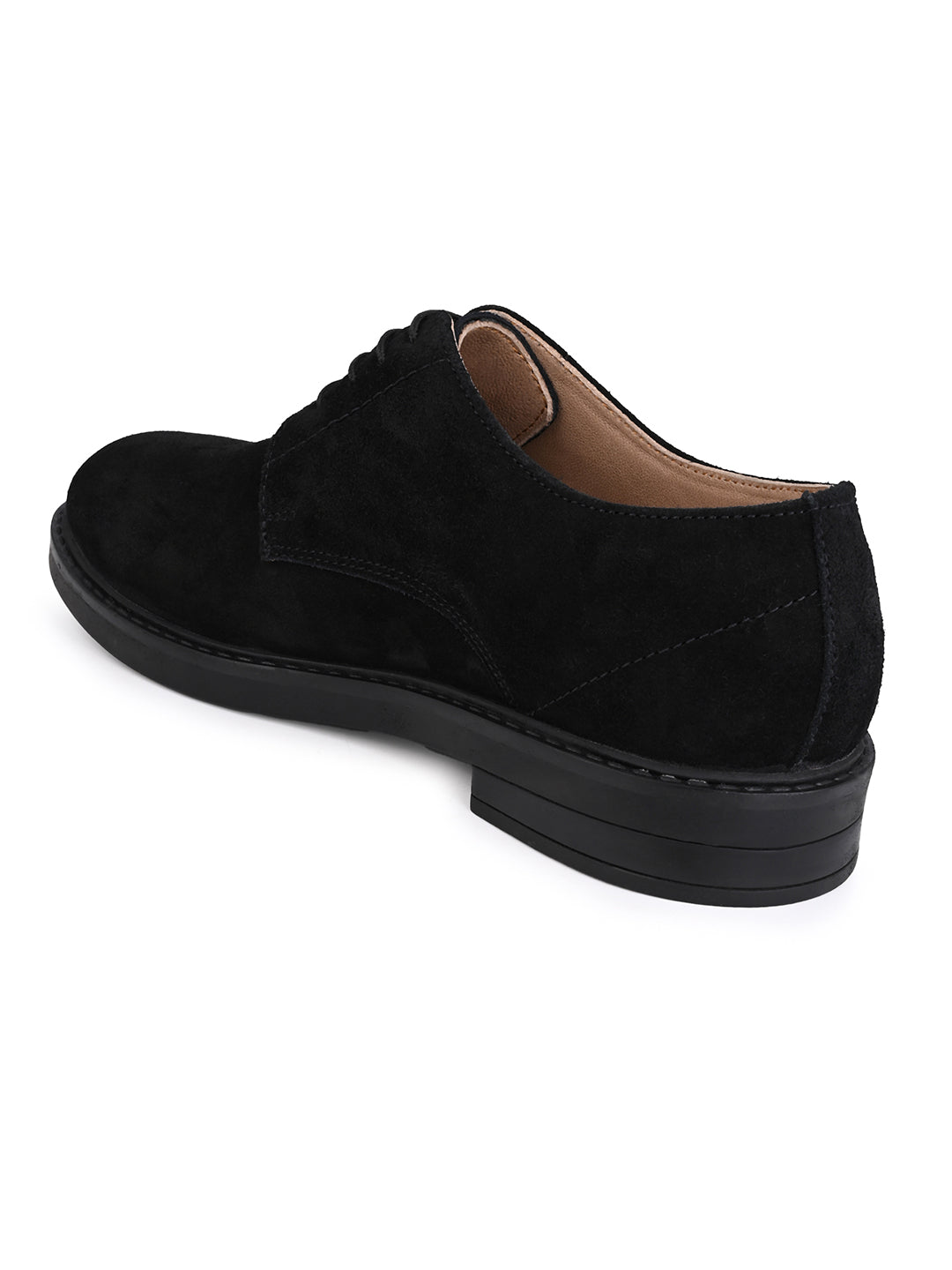 Men's Black Suede Leather Derby Lace-Up Shoes