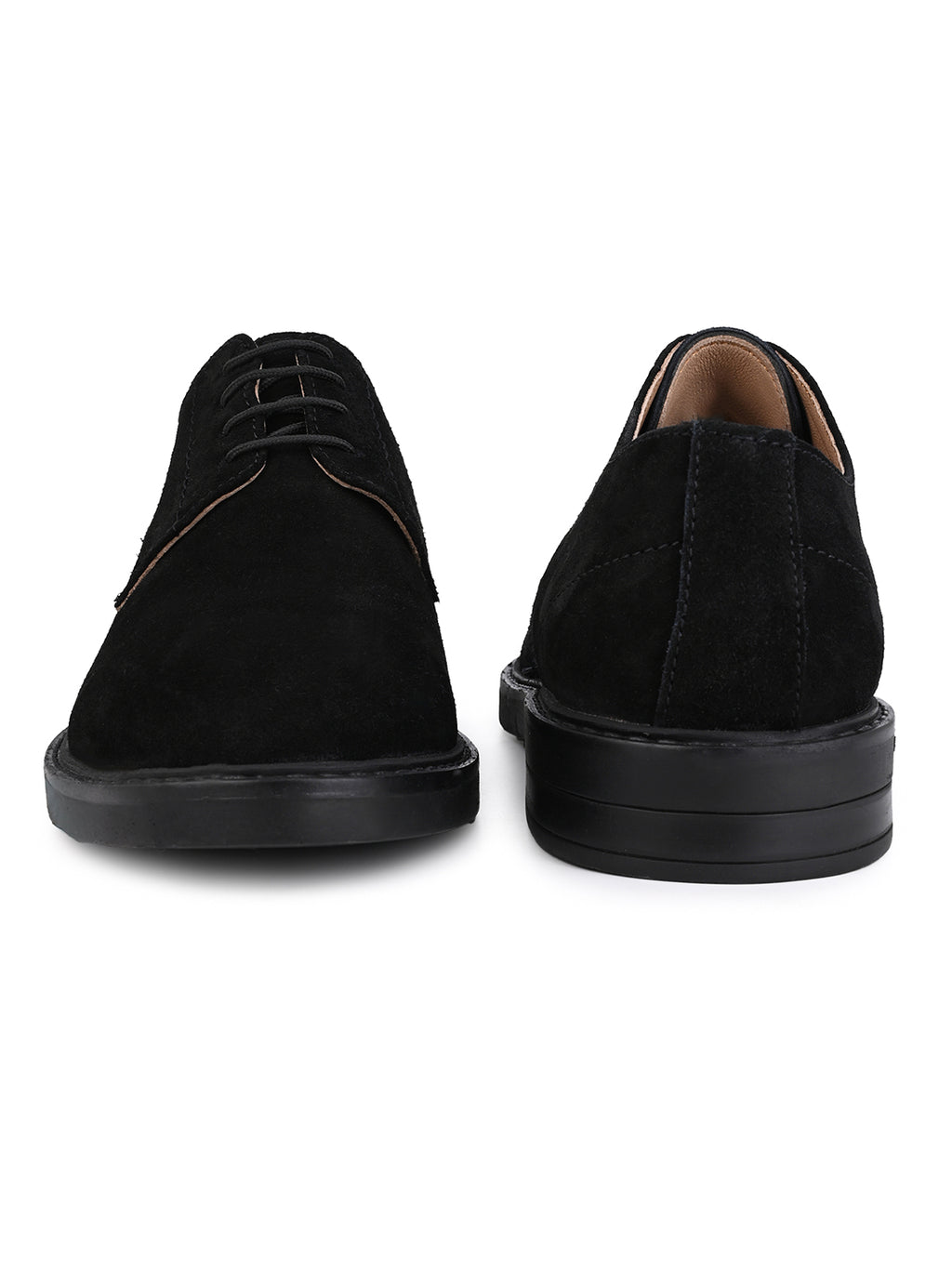 Men's Black Suede Leather Derby Lace-Up Shoes