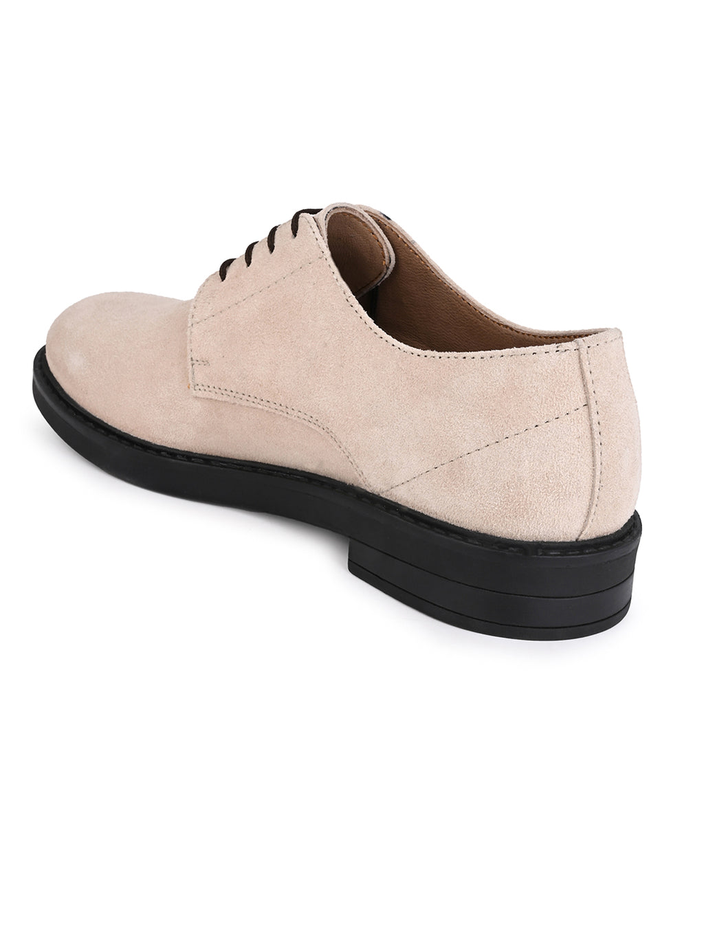 Men's Beige Suede Leather Derby Lace-Up Shoes
